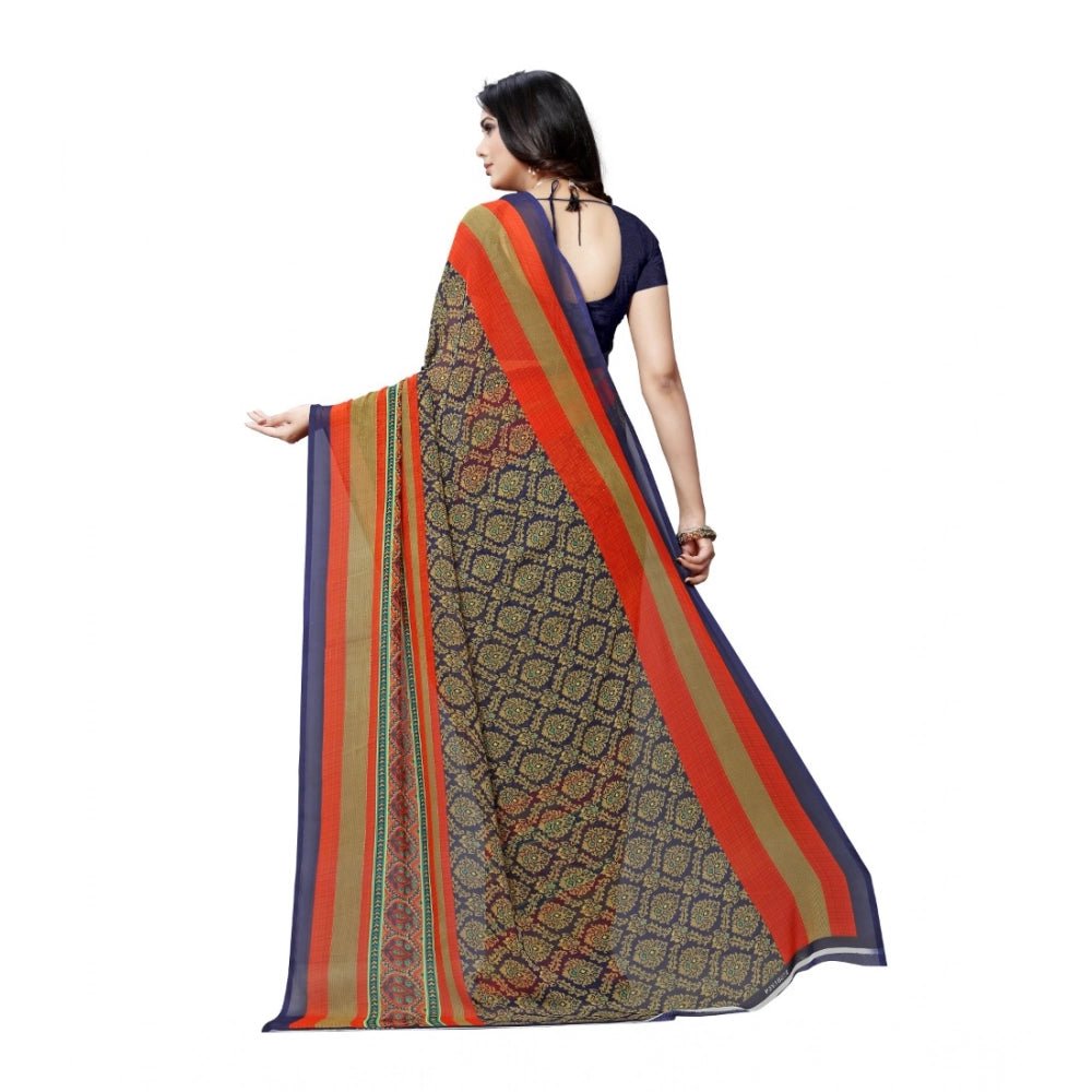 Women's Georgette Saree(Blue,5 - 6 Mtrs) - ElegantAlpha