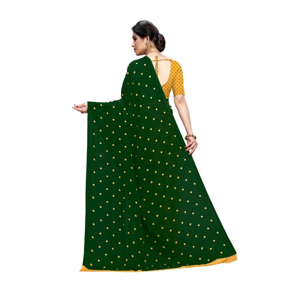 Women's Georgette Saree(Green,5 - 6 Mtrs) - ElegantAlpha