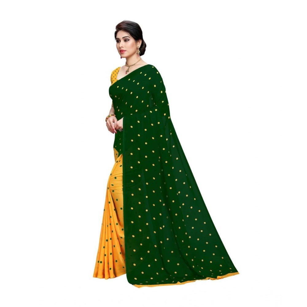 Women's Georgette Saree(Green,5 - 6 Mtrs) - ElegantAlpha