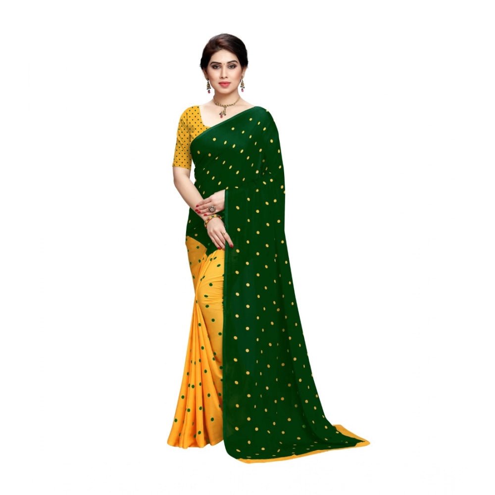 Women's Georgette Saree(Green,5 - 6 Mtrs) - ElegantAlpha