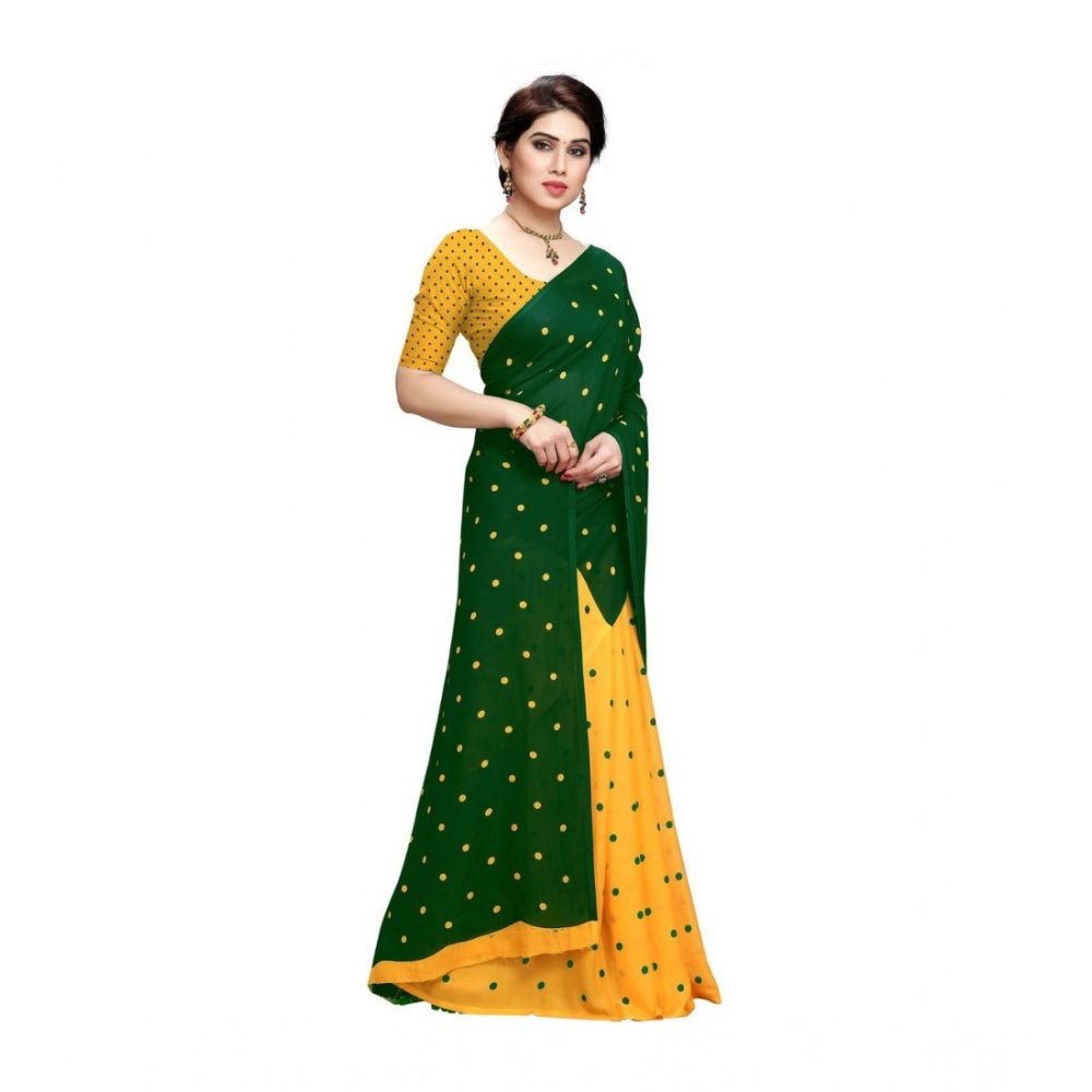 Women's Georgette Saree(Green,5 - 6 Mtrs) - ElegantAlpha