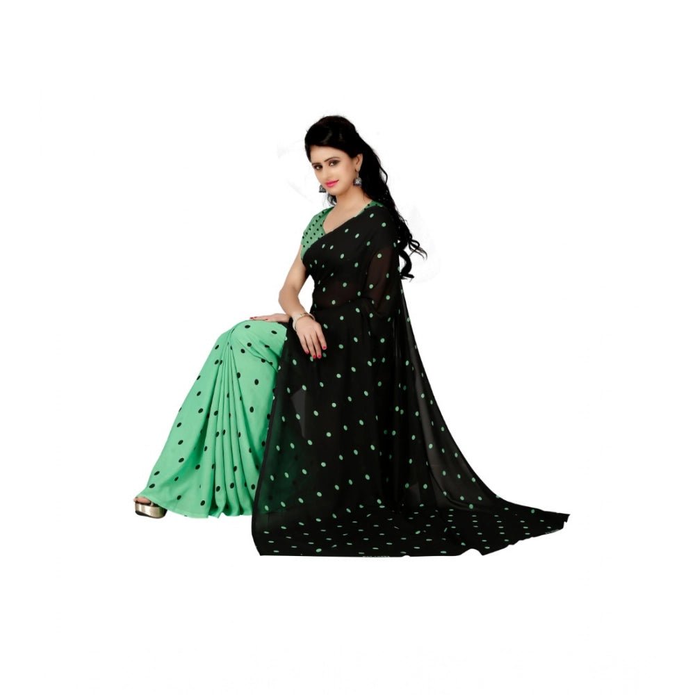 Women's Georgette Saree(Green,5 - 6 Mtrs) - ElegantAlpha