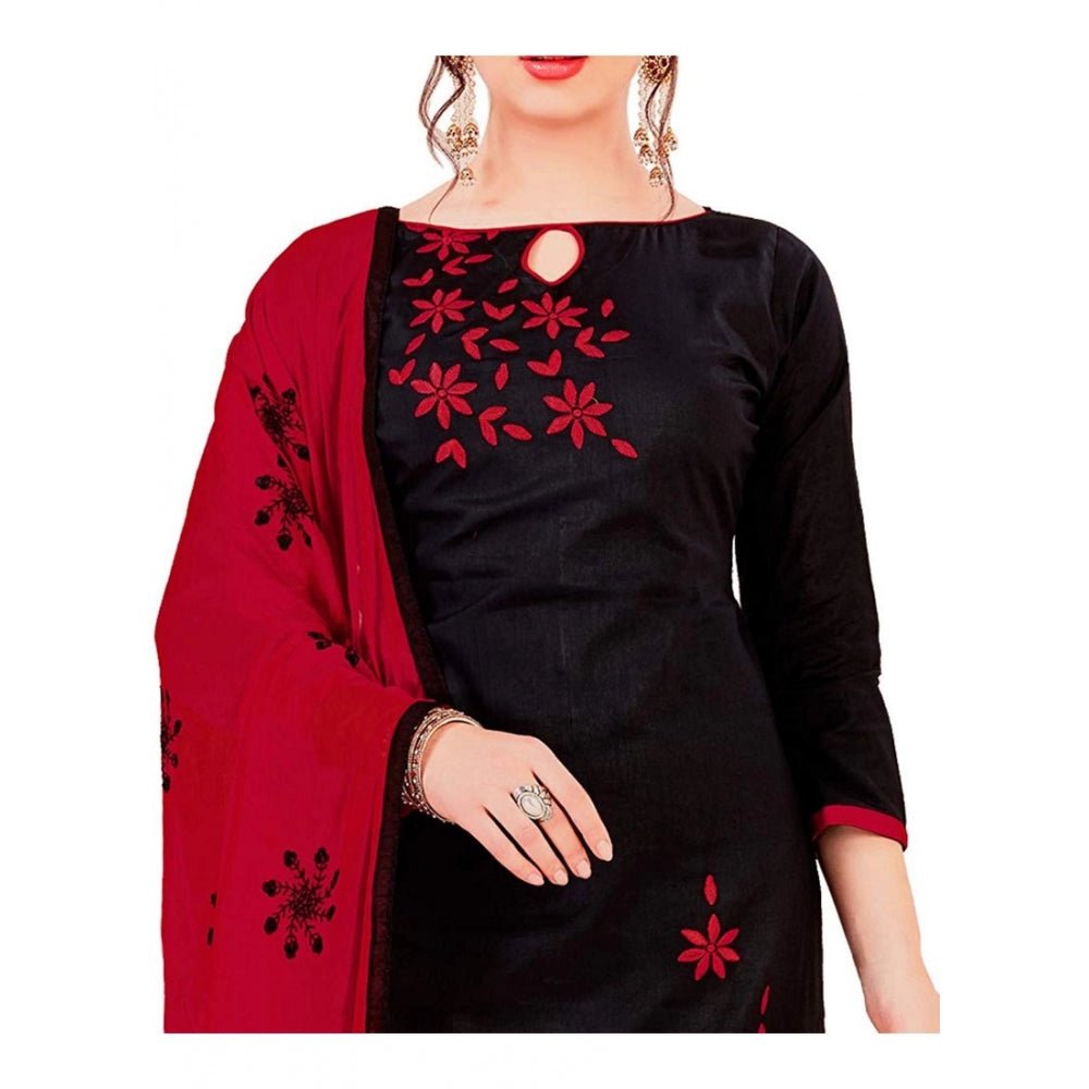 Women's Glaze Cotton Unstitched Salwar - Suit Material With Dupatta (Black, 2 Mtr) - ElegantAlpha