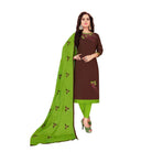 Women's Glaze Cotton Unstitched Salwar - Suit Material With Dupatta (Brown, 2 - 2.5mtrs) - ElegantAlpha