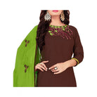 Women's Glaze Cotton Unstitched Salwar - Suit Material With Dupatta (Brown, 2 Mtr) - ElegantAlpha