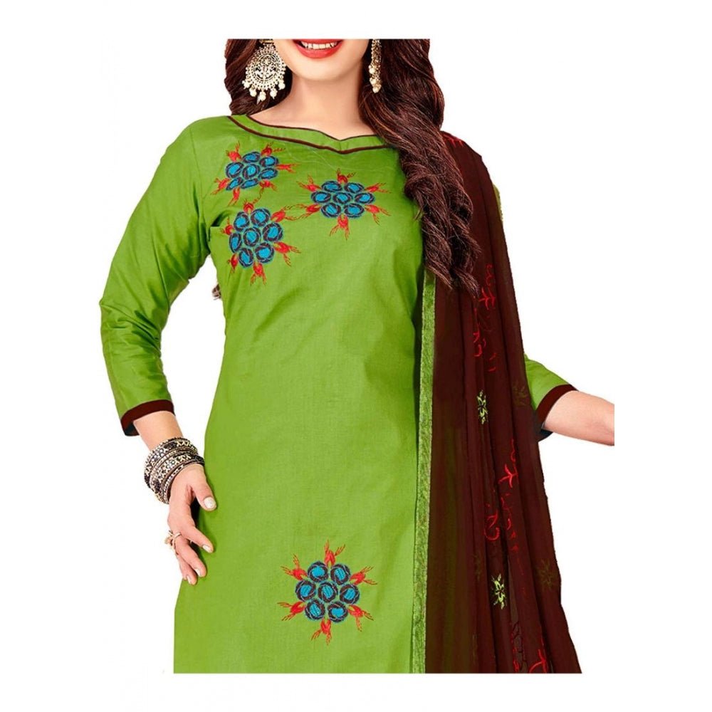 Women's Glaze Cotton Unstitched Salwar - Suit Material With Dupatta (Green, 2 Mtr) - ElegantAlpha