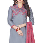 Women's Glaze Cotton Unstitched Salwar - Suit Material With Dupatta (Grey, 2 Mtr) - ElegantAlpha