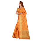 Women's Kanjivaram Silk Saree with Blouse (Yellow, 5 - 6 Mtrs) - ElegantAlpha