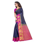 Women's Kanjivaram Silk Saree With Unstitched Blouse Piece (Navy Blue, 5 - 6 Mtrs) - ElegantAlpha