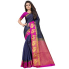 Women's Kanjivaram Silk Saree With Unstitched Blouse Piece (Navy Blue, 5 - 6 Mtrs) - ElegantAlpha