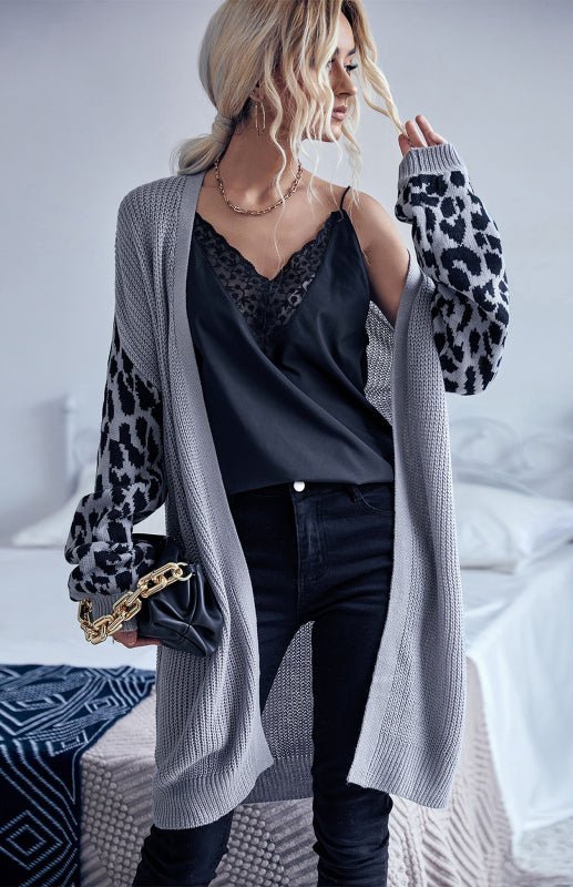 Women's Knit Leopard Cardigan Jacket - ElegantAlpha®