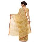 Women's Kota Doria Cotton Saree With Blouse (Chikoo,6 - 3 Mtrs) - ElegantAlpha