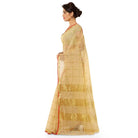 Women's Kota Doria Cotton Saree With Blouse (Chikoo,6 - 3 Mtrs) - ElegantAlpha