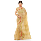 Women's Kota Doria Cotton Saree With Blouse (Chikoo,6 - 3 Mtrs) - ElegantAlpha