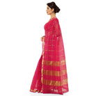 Women's Kota Doria Cotton Saree With Blouse (Rani,6 - 3 Mtrs) - ElegantAlpha