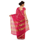 Women's Kota Doria Cotton Saree With Blouse (Rani,6 - 3 Mtrs) - ElegantAlpha