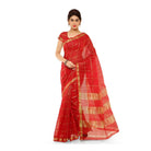 Women's Kota Doria Cotton Saree With Blouse (Red,6 - 3 Mtrs) - ElegantAlpha