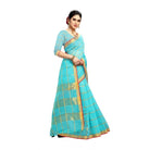 Women's Kota Doria Cotton Saree With Blouse (Sky Blue,6 - 3 Mtrs) - ElegantAlpha