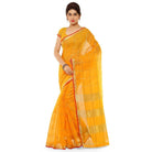 Women's Kota Doria Cotton Saree With Blouse (Yellow,6 - 3 Mtrs) - ElegantAlpha