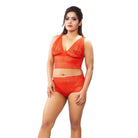 Women's Lace Bra And Panty Set Self Design Lingerie Set (Red) - ElegantAlpha