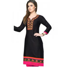 Women's Linen and Cotton Mix Kurtis (Black, Pink, L) - ElegantAlpha