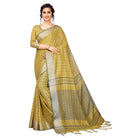 Women's Linen Saree with Blouse (Mustard,5 - 6 mtrs) - ElegantAlpha