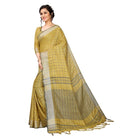 Women's Linen Saree with Blouse (Mustard,5 - 6 mtrs) - ElegantAlpha