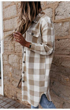 Women's Long Plaid Large Coat - ElegantAlpha®