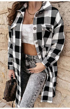 Women's Long Plaid Large Coat - ElegantAlpha®