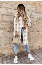 Women's Long Plaid Large Coat - ElegantAlpha®