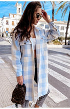 Women's Long Plaid Large Coat - ElegantAlpha®