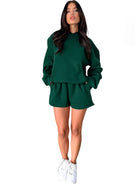 Women's new fashion loose solid color sweatshirt shorts set - ElegantAlpha®