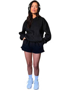 Women's new fashion loose solid color sweatshirt shorts set - ElegantAlpha®