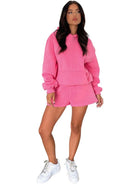 Women's new fashion loose solid color sweatshirt shorts set - ElegantAlpha