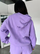 Women's new fashion loose solid color sweatshirt shorts set - ElegantAlpha®