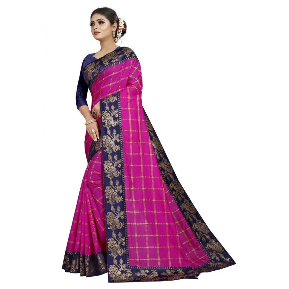 Women's Panetar Silk Saree with Blouse (Pink,5 - 6 mtrs) - ElegantAlpha