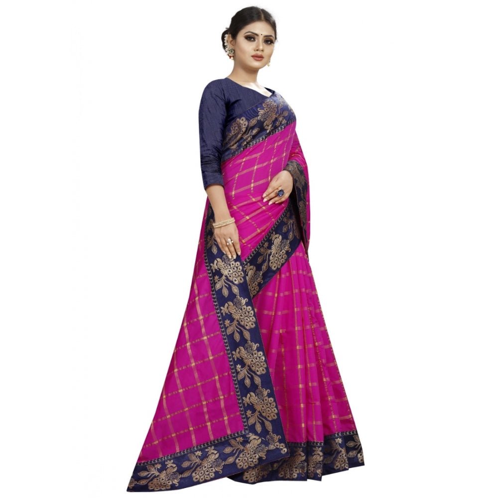 Women's Panetar Silk Saree with Blouse (Pink,5 - 6 mtrs) - ElegantAlpha