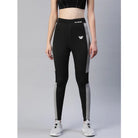 Women's Polyster Solid Sport Leggings (Black &amp; Grey) - ElegantAlpha