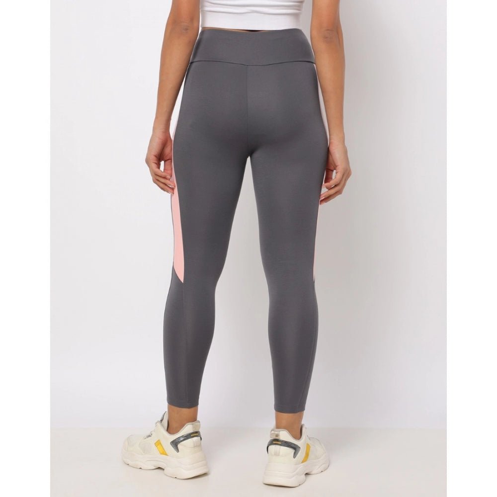 Women's Polyster Solid Sport Leggings (Grey) - ElegantAlpha