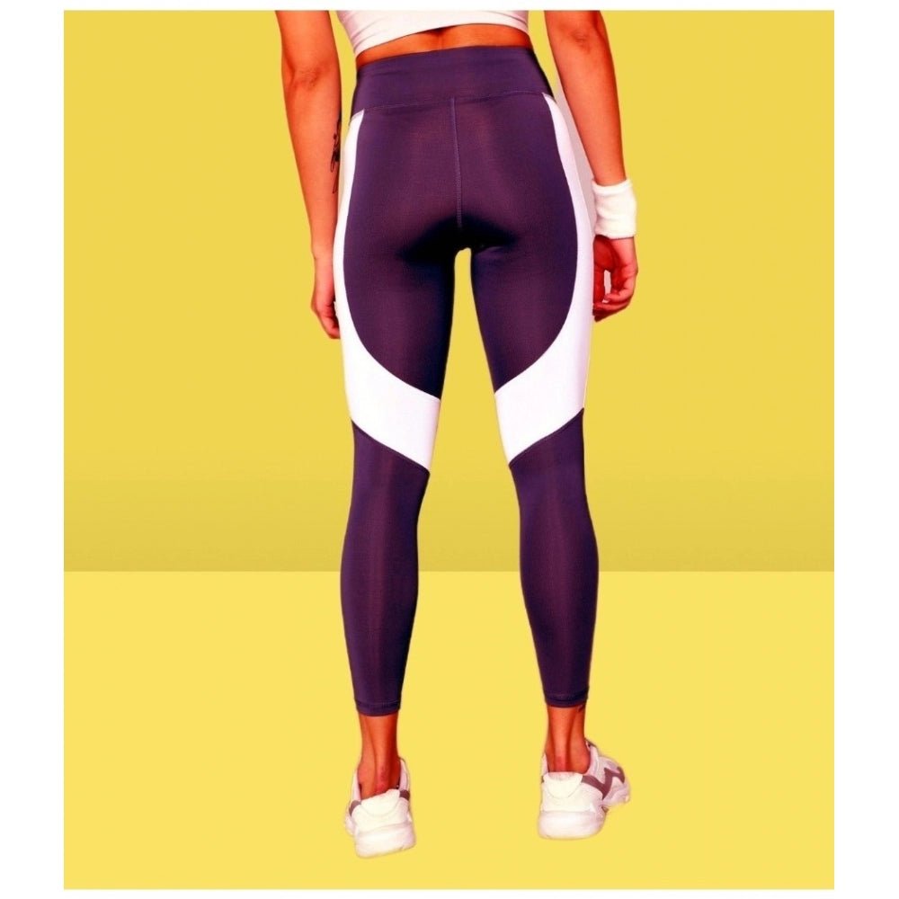 Women's Polyster Solid Sport Leggings (Purple) - ElegantAlpha