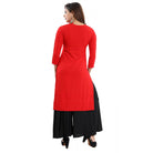 Women's Rayon Embroidered Straight Kurti - Red - ElegantAlpha