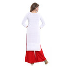 Women's Rayon Embroidered Straight Kurti - White - ElegantAlpha