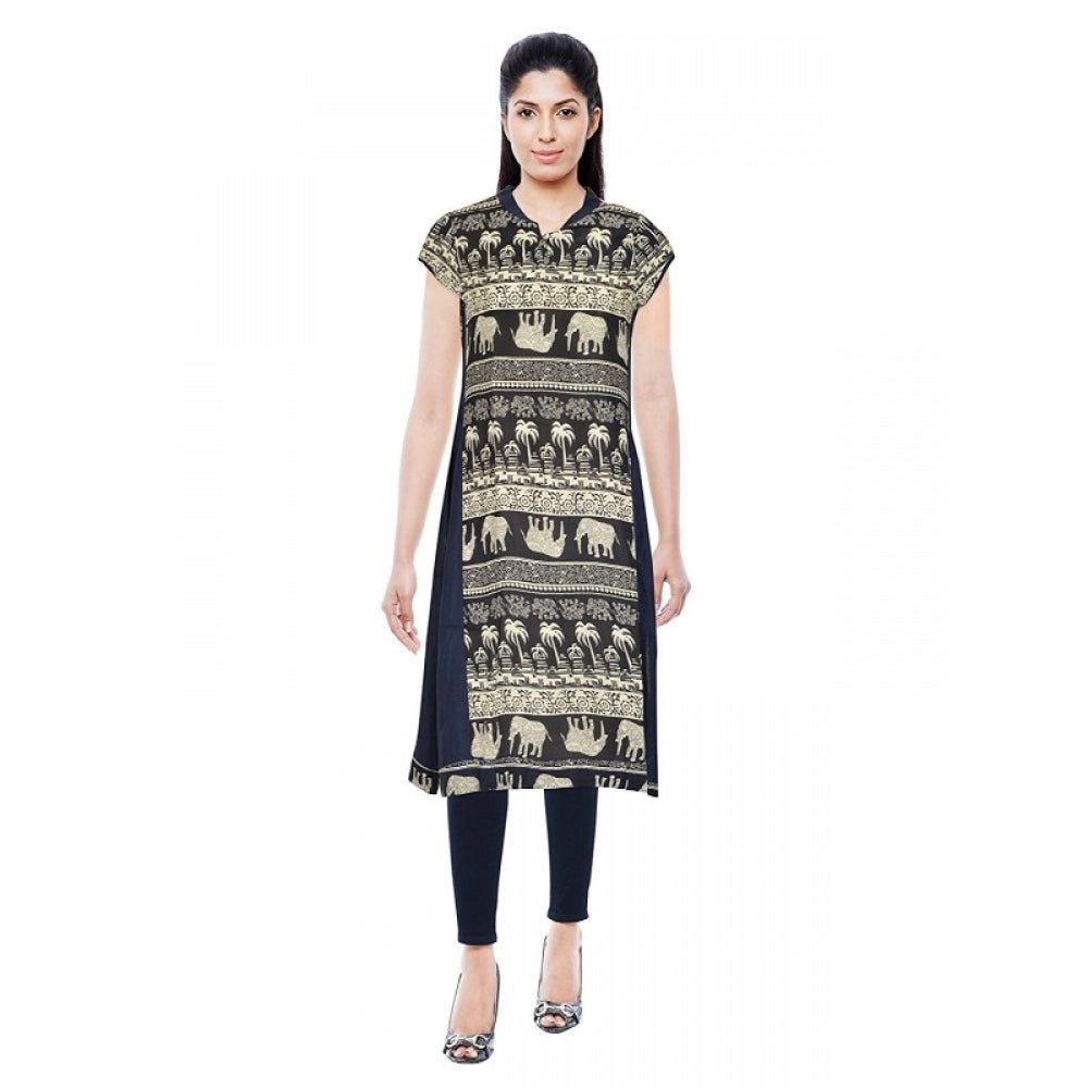 Women's Rayon Kurtis (Blue, L) - ElegantAlpha