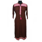 Women's Rayon Kurtis (Brown, XL) - ElegantAlpha