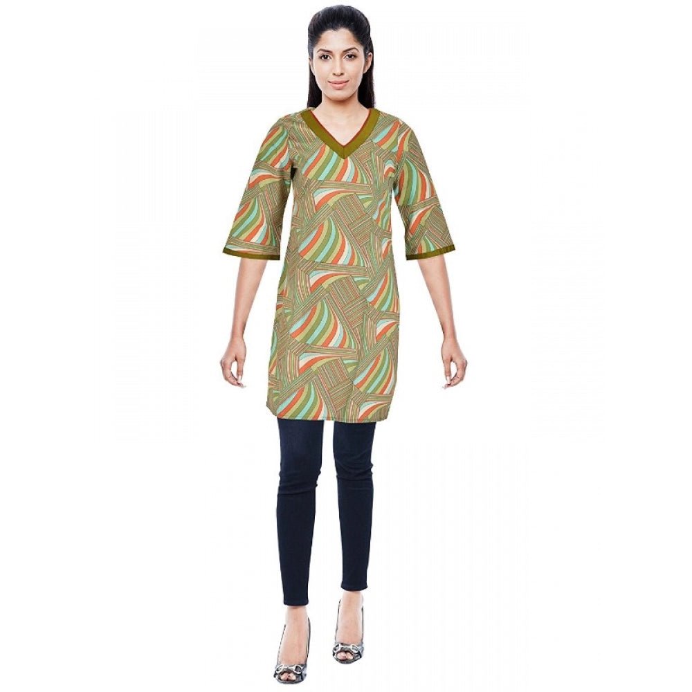 Women's Rayon Kurtis (Green, Multi, S) - ElegantAlpha