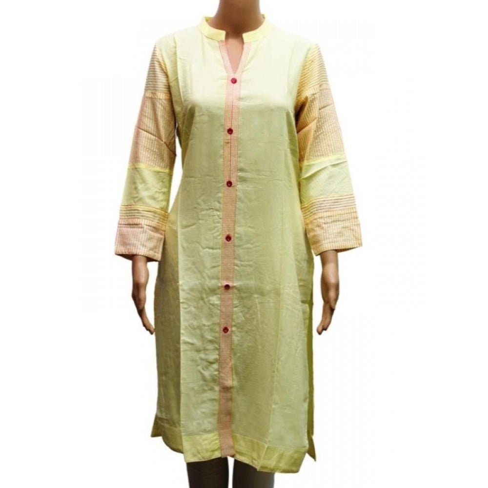 Women's Rayon Kurtis (Lemon Yellow, XL) - ElegantAlpha