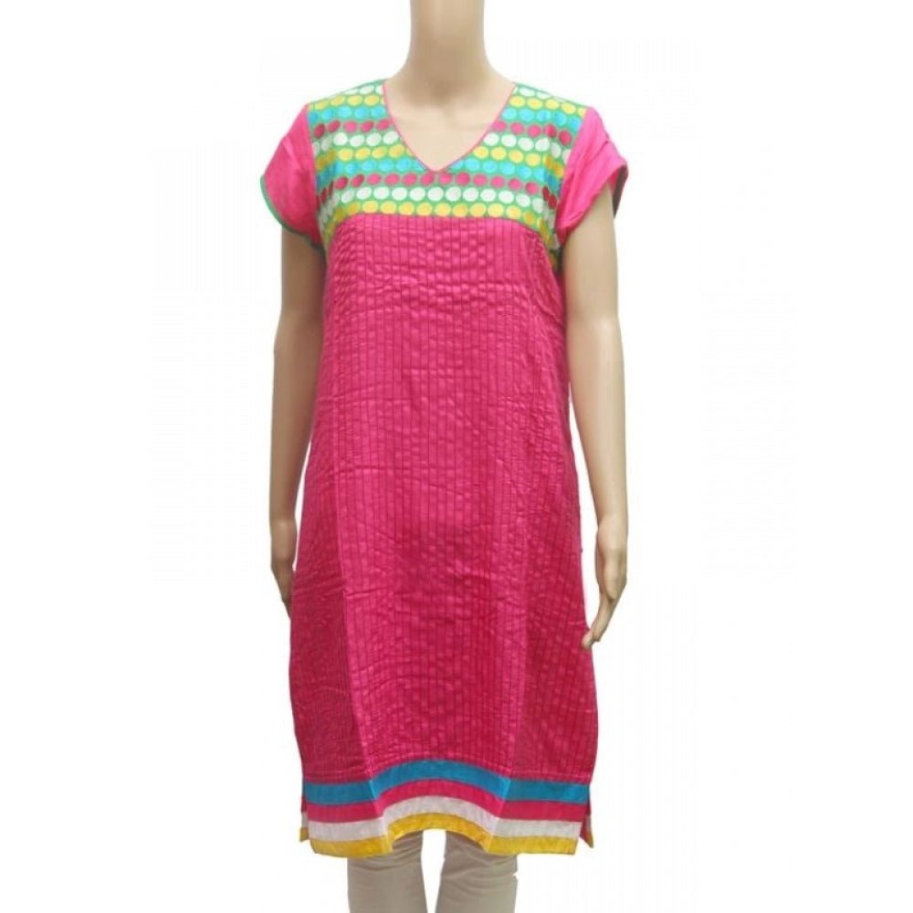 Women's Rayon Kurtis (Pink, Green, L) - ElegantAlpha