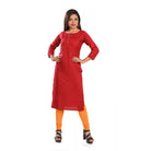 Women's Rayon Self Pattern Straight Kurti - Maroon - ElegantAlpha