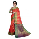 Women's Sana Silk Jacquard Saree With Blouse (Orange, 5 - 6 Mtrs) - ElegantAlpha