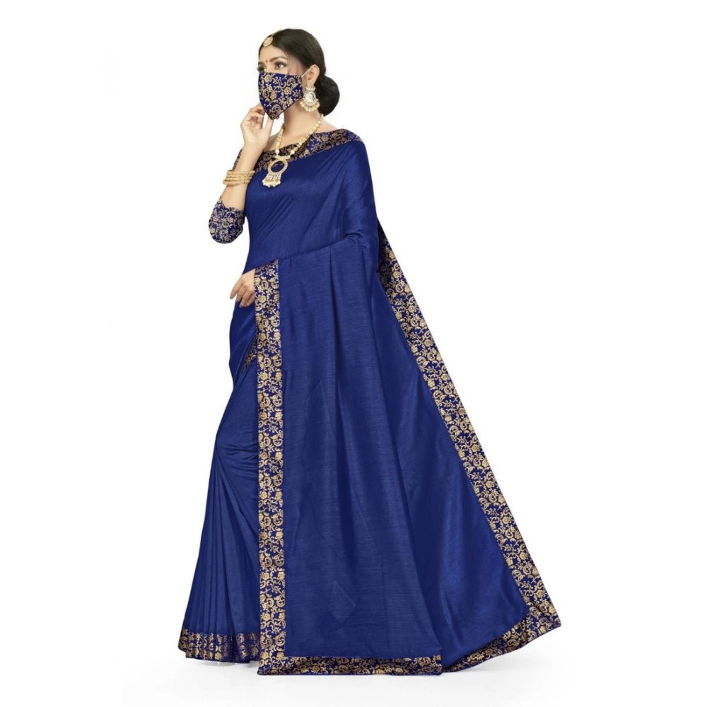 Women's Silk Blend Saree (Neavy blue, 5 - 6mtrs) - ElegantAlpha